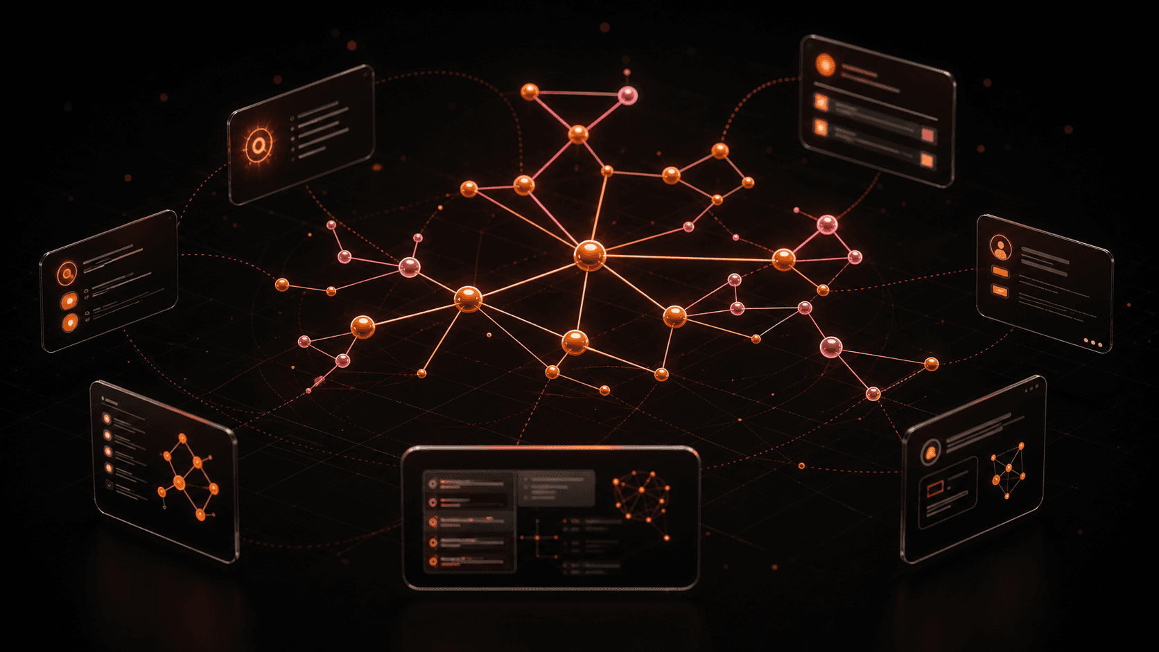 GraphQL schema nodes, fields, and queries flowing into support evidence cards.